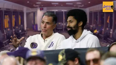 Lakers GM Rob Pelinka and future Laker Spencer Dinwiddie