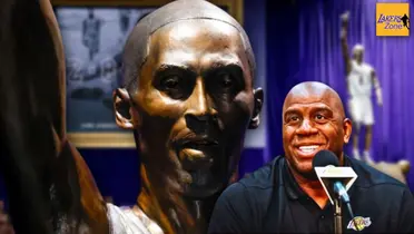 Magic Johnson at Kobe Bryant's statue unveiling