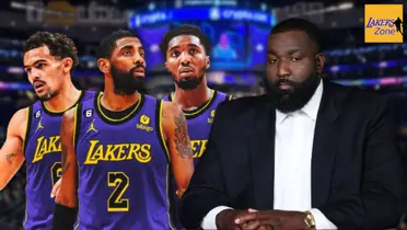 Trae Youn, Kyrie Irving, Donovan Mitchell and Kendrick Perkins