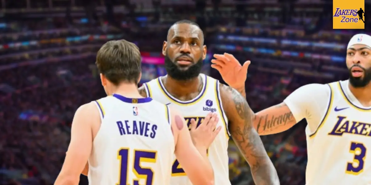 Austin Reaves, LeBron James and Anthony Davis