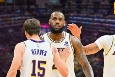 Austin Reaves, LeBron James and Anthony Davis