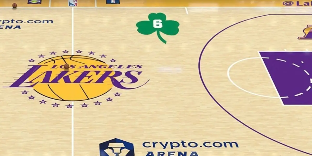 'You just can't' Hot take on Lakers featuring a No.6 green clover on their court