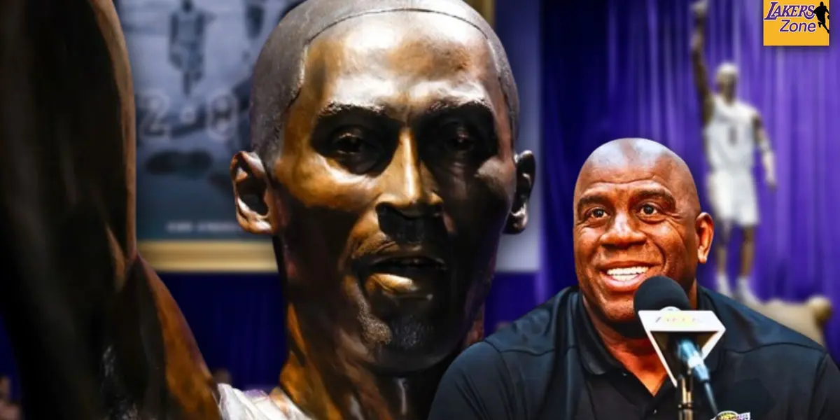 Magic Johnson at Kobe Bryant's statue unveiling
