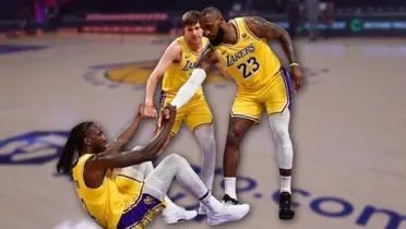 Taurean Prince, Austin Reaves and LeBron James