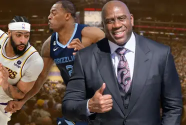 The showtime era Lakers legend Magic Johnson was at the Crypto.com Arena to see the win against the Grizzlies in Game 3 of the series